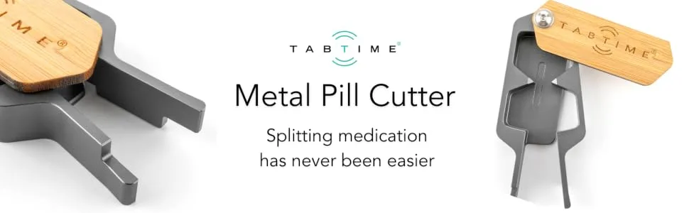 Pill Cutter for Small Pills - Premium Pill Splitter - Tablet Cutter for Pills - Highly Durable Design - Perfect Pill Cutters for Tablets - UK Customer Service - tabtime metal pill cutter tablet splitter medication divider dogs cats elderly bamboo split