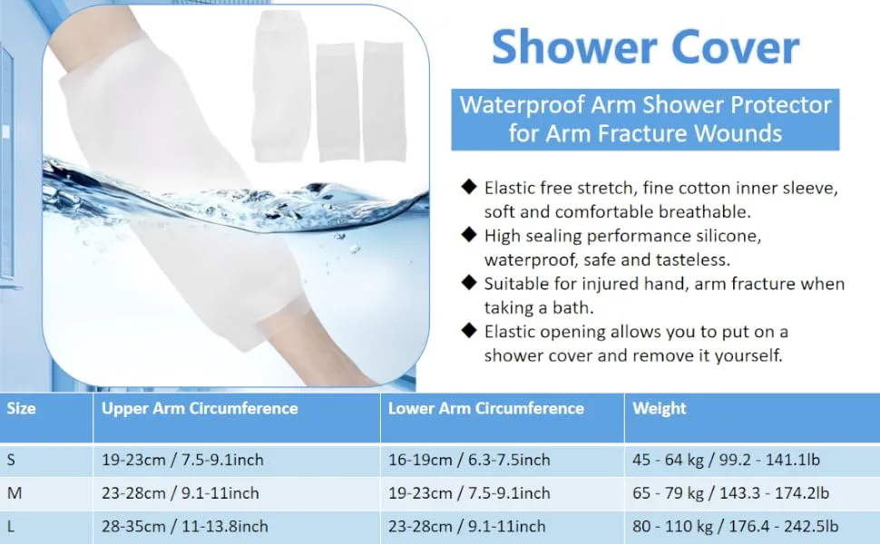 Uxsiya PICC Line Shower Cover Breathable Waterproof Arm Shower Protector Silicone Soft Comfortable Skin Friendly for Arm Fracture(L) - Arm Shower Protector