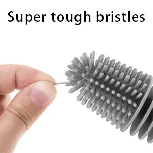 Baby Bottle Brush Long Handle Soft Silicone Teat Brush for Cleaning Bottles Cups All Containers(White) - product information 4