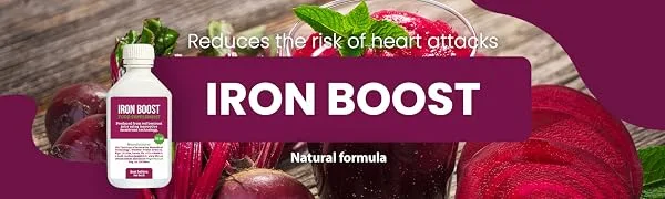 High Strength Beetroot Juice Iron Boost - Gentle Iron Supplements for Women and Men - Liquid Iron Supplement for Increasing Haemoglobin and Physical Performance - Beetroot Extract Juice (6 x 50ml) - Iron Boost