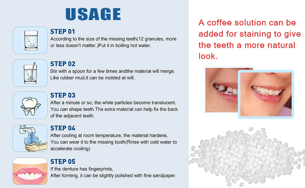 Temporary Tooth Filling Tooth Repair Moldable Fake Teeth Repair Beads for Temporary Fixing Filling Missing Broken Tooth Dental - product information 3