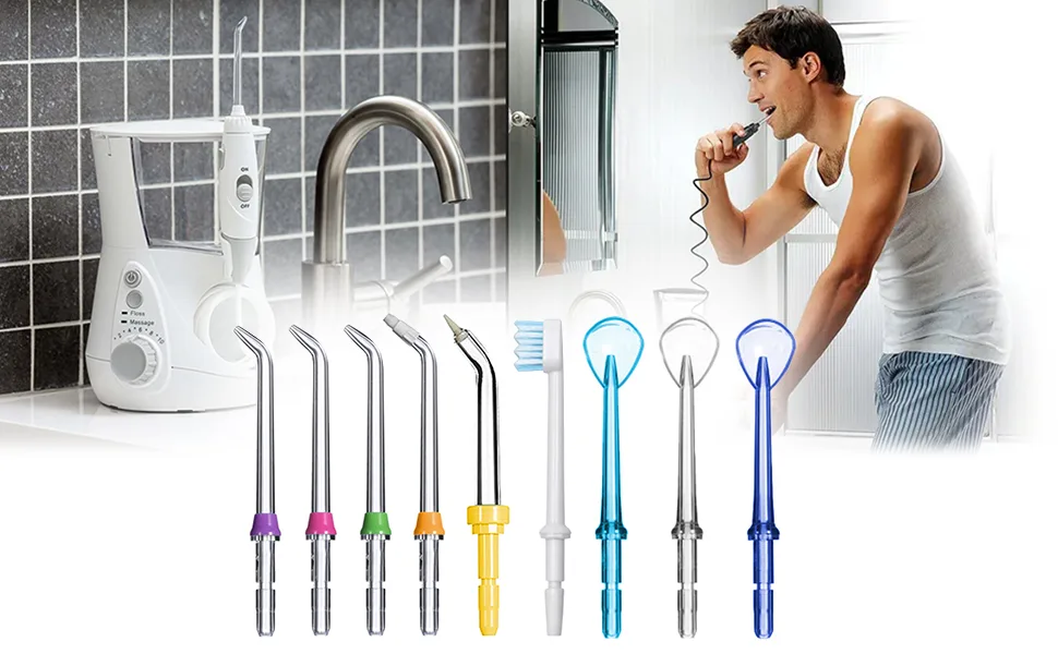 Jerilla 9pcs Oral Irrigator Nozzle Set Replacement Jet Tips Compatible with Water Flosser WP-100 WP-250 WP-450 WP-560 WP-660 WP-811 WP-900 WP-940 9pcs With Toothbrush - product information 2