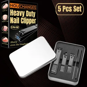 5Pcs Nail Clippers for Thick Nails Stainless Steel Heavy Duty Toenails Set Nail Clippers Set Black - product information 5