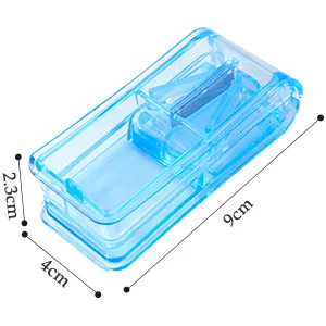 Redamancy 1 Pcs Pill Cutter Portable 2-in-1Pill Splitter with Blade and Storage Compartment for Pills and Tablets Cut in Half Quarter (Blue) - product information 3