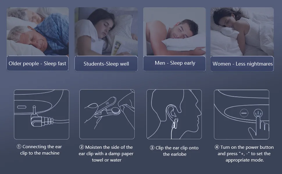 Sleep Aid Device CES Reduce Anxiety Relieve Fatigue Microcurrent Low Frequency Pulse Auto Off LCD Screen Sleep Instrument for Deep Relaxation - product information 5