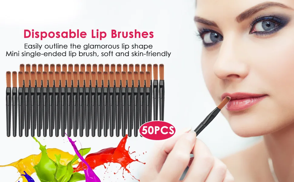 50 Pcs Disposable Lip Brushes Lipstick Gloss Sticks Stick Applicator Makeup Tools Kit Black - disposable lipstick applicator