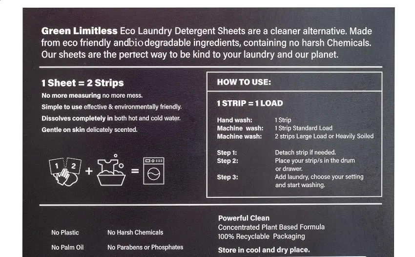 Green Limitless Eco Laundry Detergent 120 Sheets (Loads) with A Light Fresh Floral Scent - AV"