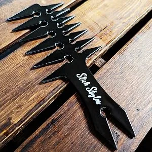 Slick Styles Texture Comb Black Hair Styling Barbers Comb Wide Tooth Comb 200mm x 80mm Large Two Sided Mens Comb Fantail Handle - Slick Styles Texture Comb For Barbers Black - On Side