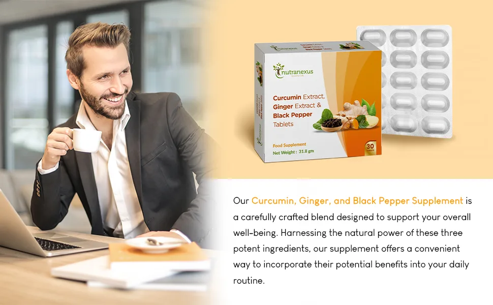 Nutranexus Turmeric Curcumin Ginger & Black Pepper 30 Tablets - premium ingredients