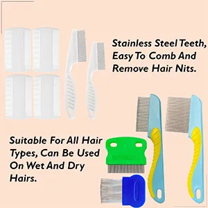 10 Pieces Hair Nit Combs Remove Head Nits Fine Tooth Double Side Detection Long Handle Head Nit Combs For Kids Pets And Adults - product information 5
