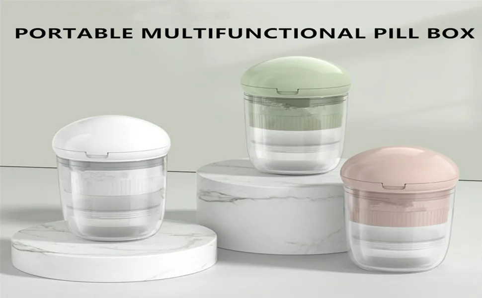 Multifunction 4 in 1 Pill Cutter Pill Crusher Grinder Pill Organizer Small Travel Pill Box for Travel Pill Organizer Daily Tablet Grinder for Pills (Green) - medicine storage box