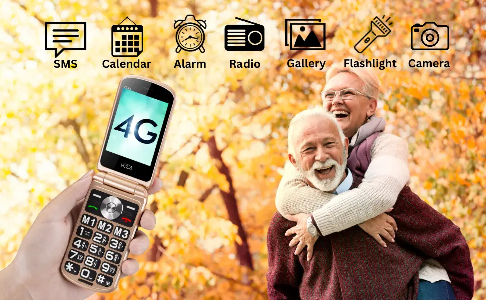 VOCA Big Button Flip Phone for Elderly | Dual Screen | Unlocked 4G LTE | Loud Volume | SOS Button | Hearing Aid Compatibility | Charging Dock | Predictive Text | V543 (Red) - V543
