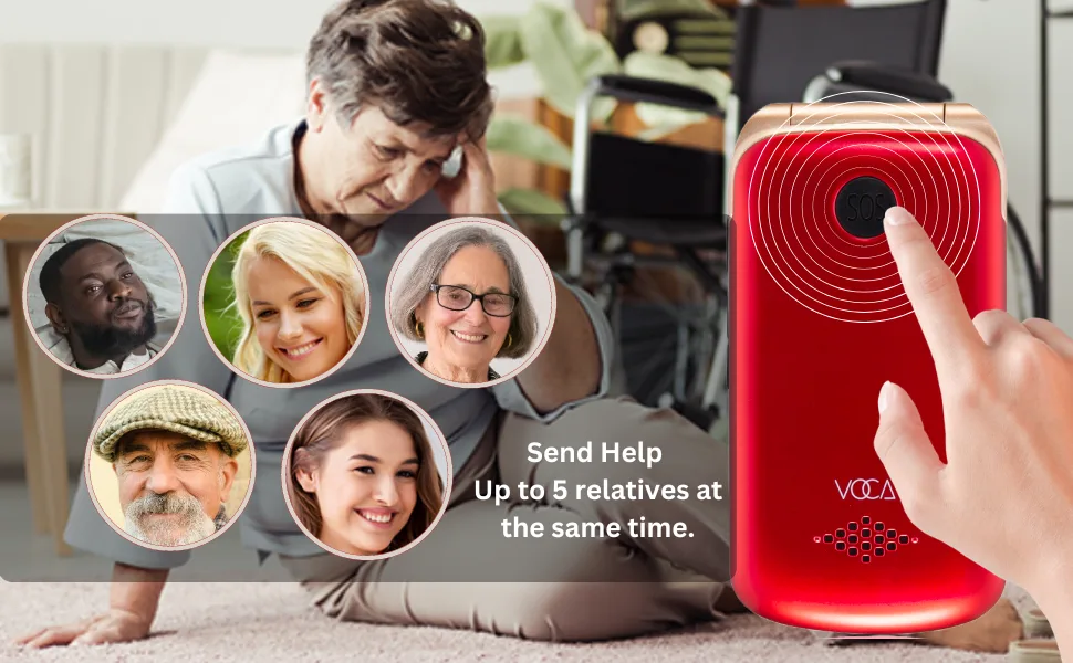 VOCA Big Button Flip Phone for Elderly | Dual Screen | Unlocked 4G LTE | Loud Volume | SOS Button | Hearing Aid Compatibility | Charging Dock | Predictive Text | V543 (Red) - V543