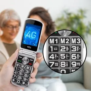 VOCA Big Button Flip Phone for Elderly | Dual Screen | Unlocked 4G LTE | Loud Volume | SOS Button | Hearing Aid Compatibility | Charging Dock | Predictive Text | V543 (Red) - V543