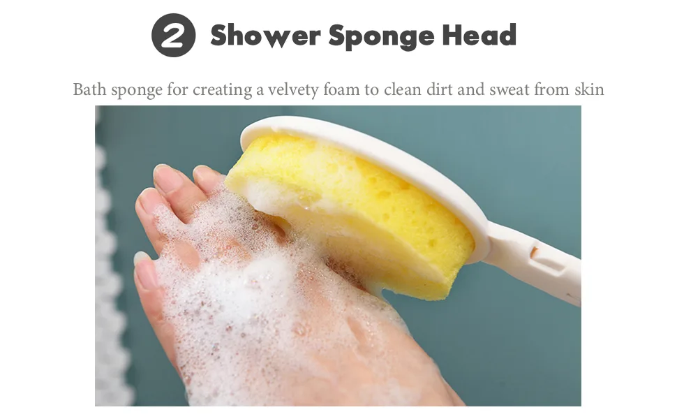 LFJ Long Handled Sponge Dry Body Brush Bathing Accessories Back Cream Applicator Cream Applicator Set - long handled bath sponge