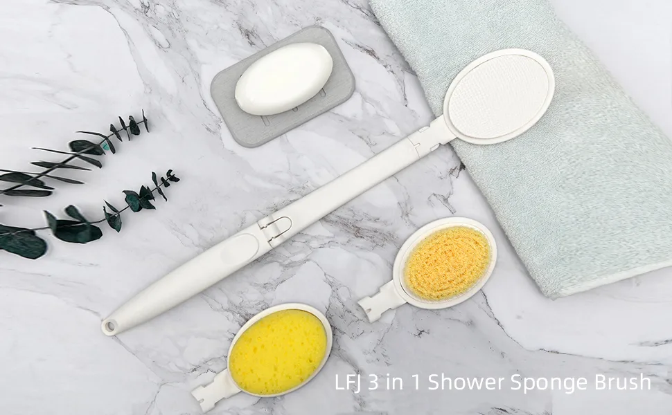 LFJ Long Handled Sponge Dry Body Brush Bathing Accessories Back Cream Applicator Cream Applicator Set - long handled sponge for disabled