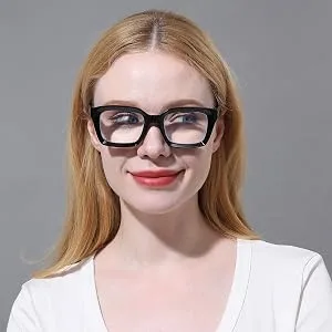 MMOWW Oversized Reading Glasses for Women - Anti Blue Light Glasses with Square Frame (Black 3.5) Black 3.5 x - ladies reading glasses