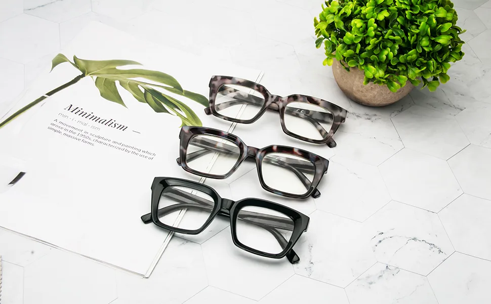 MMOWW Oversized Reading Glasses for Women - Anti Blue Light Glasses with Square Frame (Brown Grey Tortoiseshell 2.5) Brown Grey Tortoiseshell 2.5 x - 3 Pack oversized reading glasses women