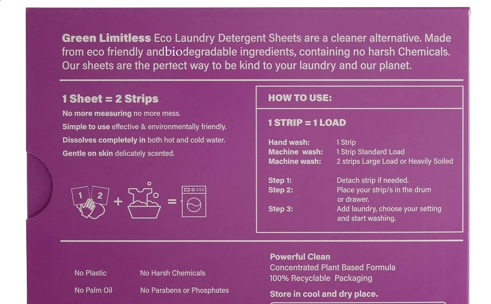 Green Limitless Eco Laundry Detergent 120 Sheets (Loads) with A Lavender Scent - All You Need to Know