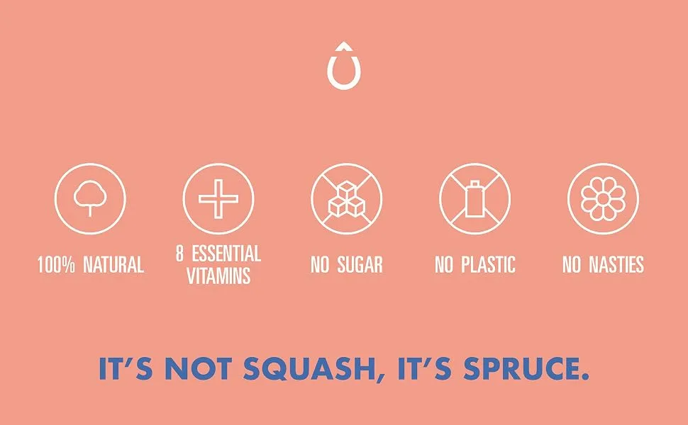 Spruce Natural Water Flavouring With Vitamins Raspberry & Elderflower Tub Made With Real Fruits Healthy Modern Squash Cordial Perfect For Hydration - natural, sugar free, plastic free, with vitamins, essential vitamins, SUSTAINABLE, eco