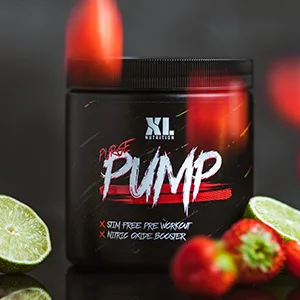 XL Nutrition Purge Pump | Stim Free Pre Workout | Nitric Oxide Booster | Increase in Blood Flow | 300 Grams | 30 Servings (Raspberry Lemonade) - Strawberry