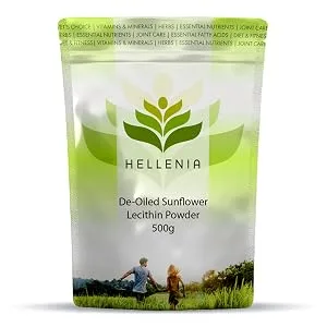 Hellenia De-Oiled Sunflower Lecithin Powder - 500g - De-Oiled Sunflower Lecithin Powder