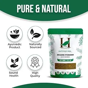 H&C Brahmi Powder (Bacopa Monnieri) - 227g | Rejuvenative for The Brain & Nervous System 227 g (Pack of 1) - H&C Brahmi Powder Bacopa Monnieri, 227 G (1/2 Lb) SPN-FOR1