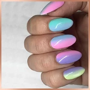 By Vixi 600 MEDIUM OVAL NAIL SET with PREP FILE 10 Sizes Opaque Express Full Cover False Fingernail Extensions for Salon Professionals & Home Use Oval Medium - By Vixi Oval Ombre Press-On Nails