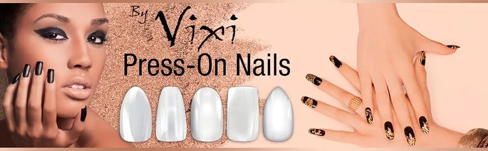 By Vixi 600 MEDIUM SQUARE NAIL SET with PREP FILE 10 Sizes Opaque Express Full Cover False Fingernail Extensions for Salon Professionals & Home Use Square Medium - By Vixi Express Press-On False Nails