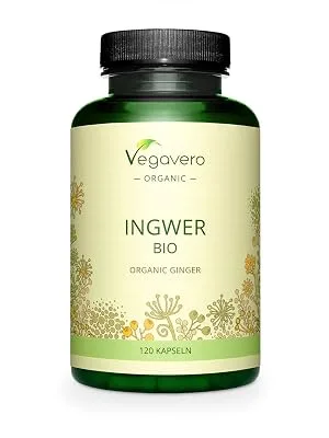 Organic Ginger Capsules Vegavero | 650mg Root Powder | NO Additives | Lab-Tested | 120 Capsules | Vegan - product information 2