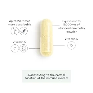 Quercetin+ Quercetin Phospholipid Complex with Vitamins C & D3 - Highly Bioavailable Sunflower Formulation - 28 Day Supply - 28 Vegan Capsules - Developed by FutureYou Cambridge UK - Quercetin