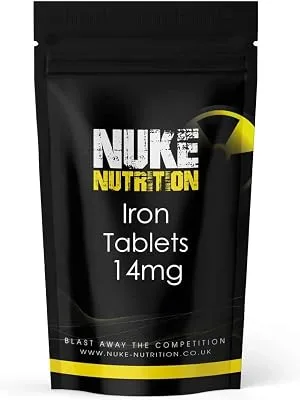 Nuke Nutrition Iron Tablets 14mg | 60 Tablets | Gentle Iron Supplements for Women & Men | High Strength for Maximum Effect | Active Iron Capsules to Boost Health | 100% Vegan - Nuke Nutrition