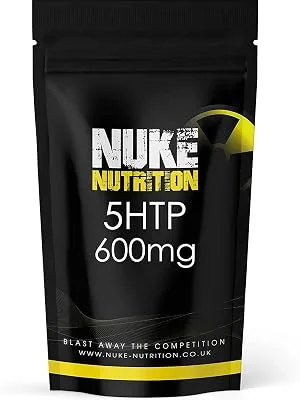 Nuke Nutrition 5HTP Tablets 600mg - 60 Tablets - Vegan Gluten & Dairy Free- High Strength 5-HTP Capsules - 5 HTP Made from Griffonia Seed Extract Supplement - Nuke Nutrition