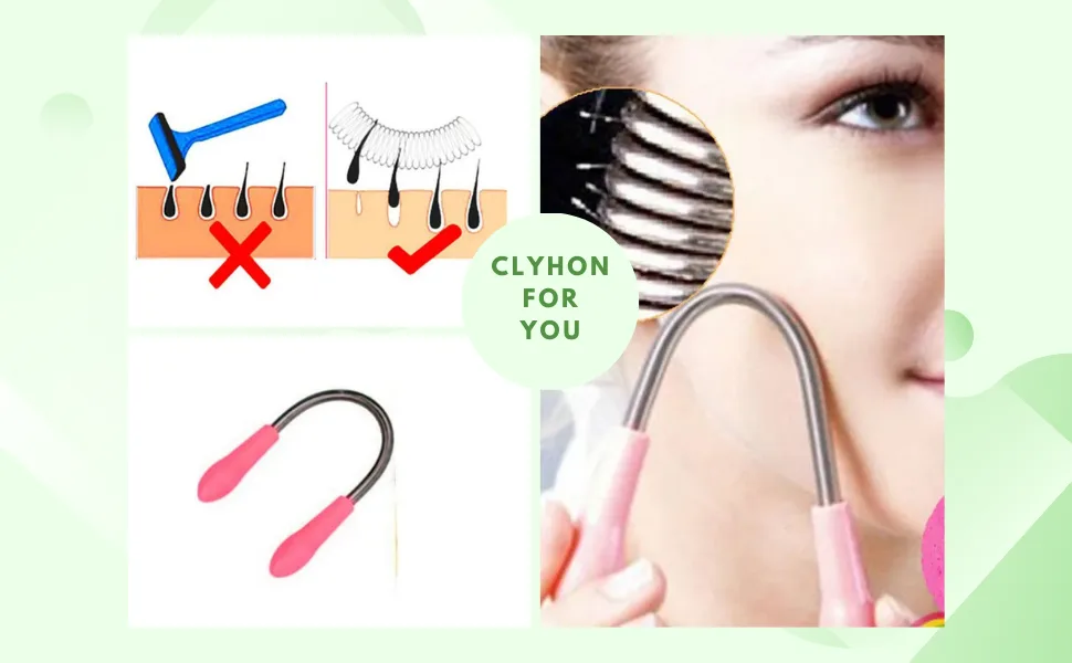 Clyhon 4Pcs Face Facial Hair Remover Spring Threader Removal Epilator Stick Hair Removal Threading Tools (Pink) - product information 3