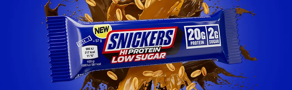 MARS Snickers Hi-Protein Bars Chocolate Crisp 12x55g Chocolate Caramel Peanut and Crispies 12 Count (Pack of 1) - Snickers Milk Chocolate Low Sugar Protein Bar, 20g Protein, 2g Sugar