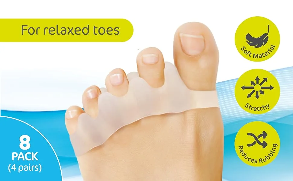 Box of 8 Pcs Protectoe Gel Toe Separators for Overlapping Toes Toe Spacers Toe Spreader - 8 pack