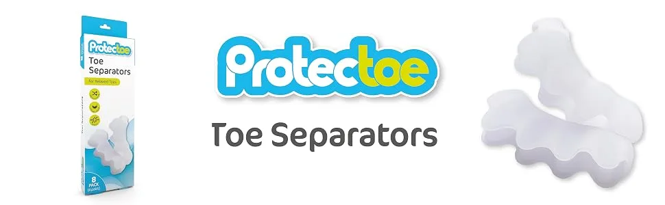Box of 8 Pcs Protectoe Gel Toe Separators for Overlapping Toes Toe Spacers Toe Spreader - Protectoe Toe Separators
