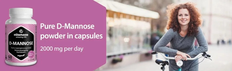 D-Mannose Capsules 2000 mg per Daily dose - High Strength & Vegan 60 Capsules - Urinary Tract Supplement Without Unnecessary Additives Made in Germany - d-mannose cystis