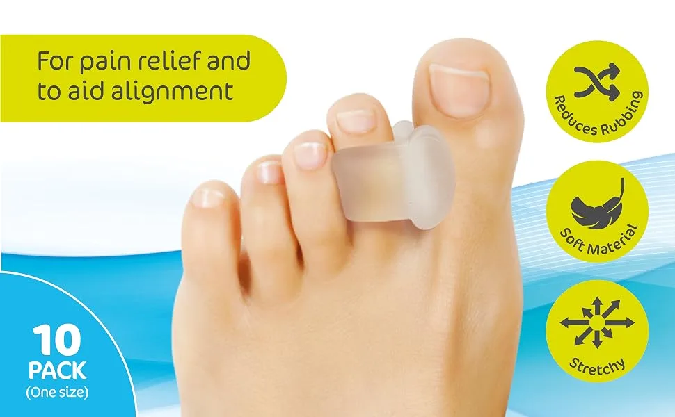 Protectoe Single Gel Toe Separator for Overlapping Toes Toe Spacer - Box of 10 Gel Separators - For pain relief and to aid alignment