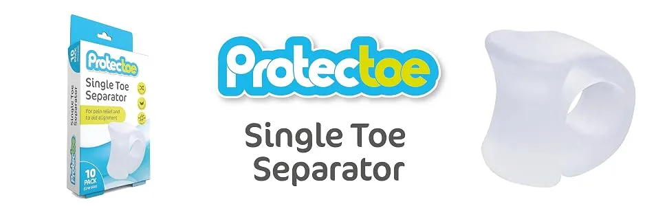 Protectoe Single Gel Toe Separator for Overlapping Toes Toe Spacer - Box of 10 Gel Separators - Single Toe Separator