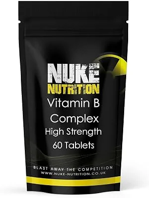 Nuke Nutrition Vitamin B Complex - 180 Tablets - Complete B Complex Vitamins High Strength Supplement with All 8 B Vitamins B1 B2 B3 B5 B6 B7 B9 & B12 - Natural & Strong Vitamin B Supplements 180 count (Pack of 1) - Nuke Nutrition