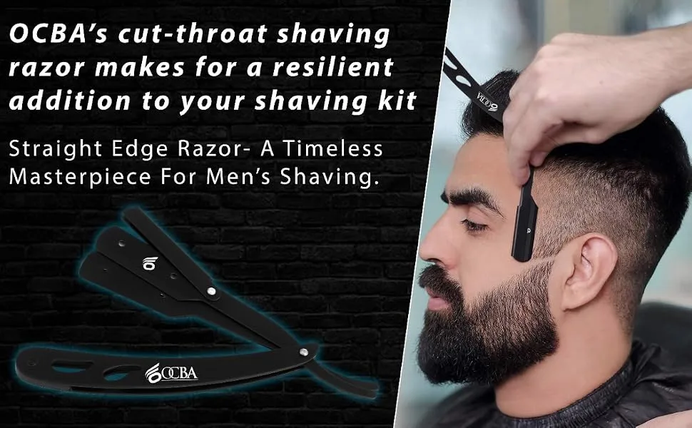 OCBA Barber Razor Wooden Shaving Razor Light Weight Razor Professional Barber Razor (Black Razor) - Beard Shaving Razor