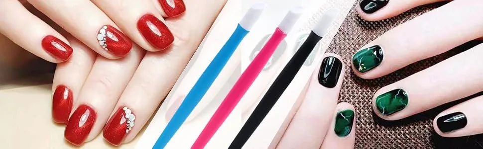 KELYDI 6pcs Plastic Handle Rubber Tipped Nail Cuticle Pusher Nail Art Manicure Tools Nail Cleaner for Men and Women - Plastic Handle Rubber Tipped Nail Cuticle Pusher