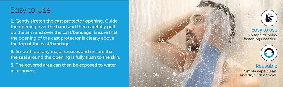 Box of 5 Reusable Waterproof Shower Arm Cast Cover Protectors Half Arm - Easy to use