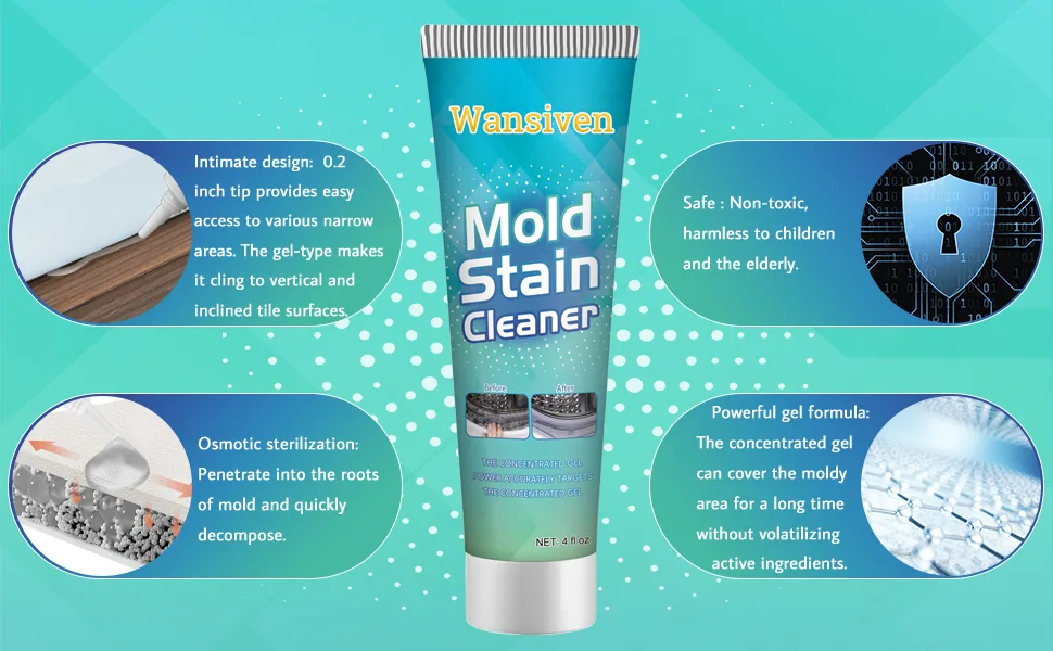 Wansiven Mould Remover Effectively Removes Black Mold Deep Clean Mould Remover Gel for Kitchen Bathroom Tile Sink Stains 120g (1-PCS) - mould remover