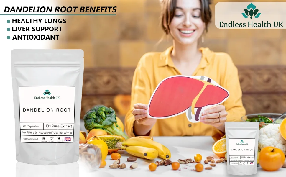Dandelion Root Capsules | 10:1 Extract | High Strength | 60 Capsules - Dan 3