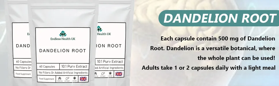 Dandelion Root Capsules | 10:1 Extract | High Strength | 60 Capsules - Dan 4