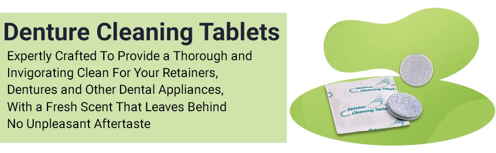 Retainer Cleaning Tablets Fresh Brite & Stain-Free for Invisalign Aligners Dentures Mouth Guard Denture Cleaner - 120 Tablets 4 Month Supply - Denclov Retainer Cleaning Tablets, Fresh Brite & Stain-Free, for Invisalign, Aligners, Dentures