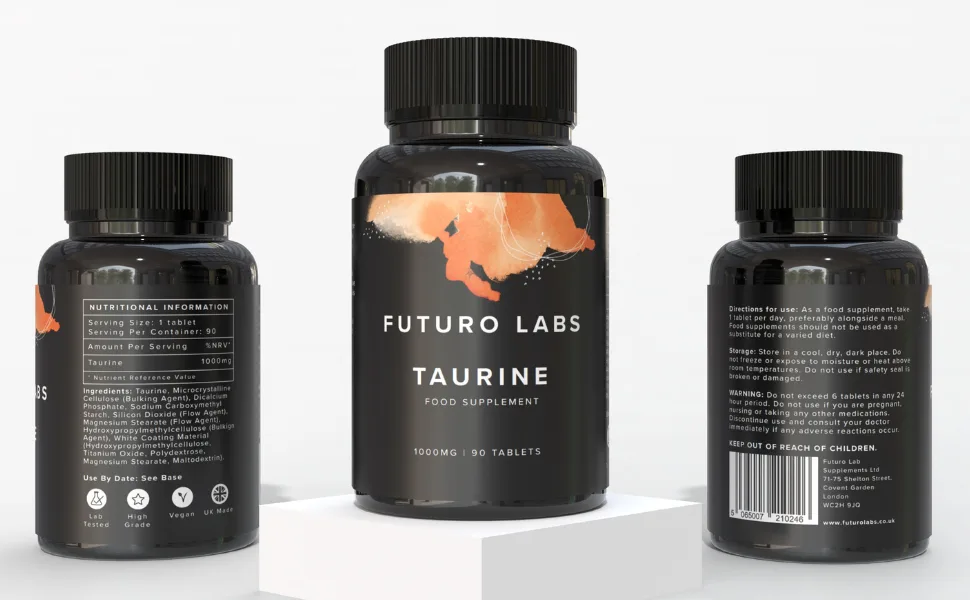 Taurine Supplement - 1000mg Tablets High Strength - 90 Day Supply - Made in The UK by Futuro Labs - Taurine