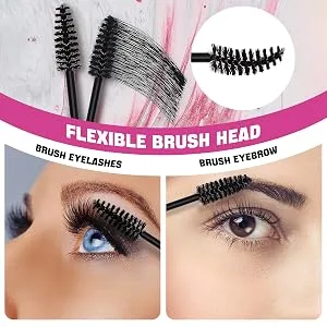 Ukerdo Wands Eyelash Spoolie Disposable Extensions Angled Lash Comb Brush Mascara Applicators Convenient Eyebrow Make Up Cleasing Kits-50pcs Pink - product information 4